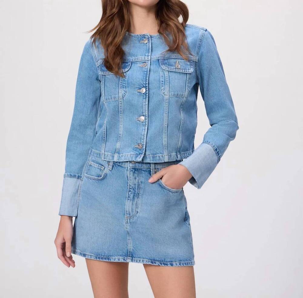 NEW PAIGE collarless dean jacket in del amo